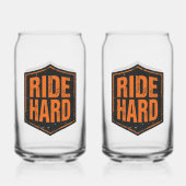 Grunge-Motorrad "Ride Hard" Schild Dosenglas (Rückseite)