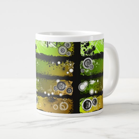 Grunge-Musik-Banner Jumbo-Tasse (Vorderseite Rechts)