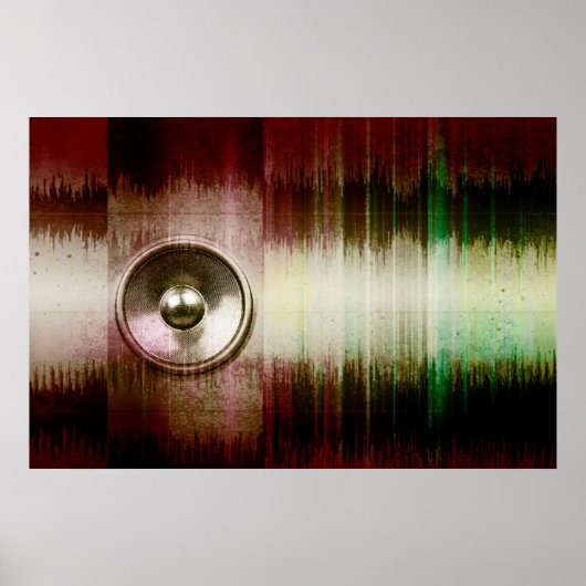 Grunge-Musik-Lautsprecher mit Schallwellen Poster (Vorne)