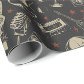 Grunge-Musik-Schädelkreuz Geschenkpapier (Rolleneckpunkt)