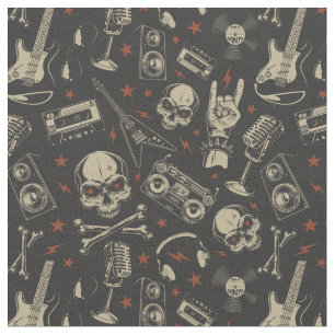 Grunge-Musik-Schädelkreuz Stoff