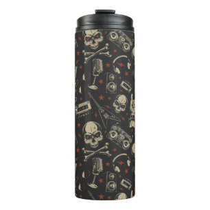 Grunge-Musik-Schädelkreuz Thermosbecher