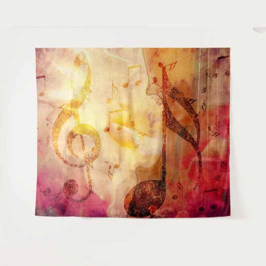Grunge-Musiknote mit Geige Wandteppich (Vorderseite (Horizontal))