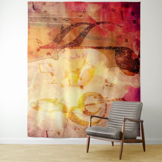 Grunge-Musiknote mit Geige Wandteppich (Beispiel)