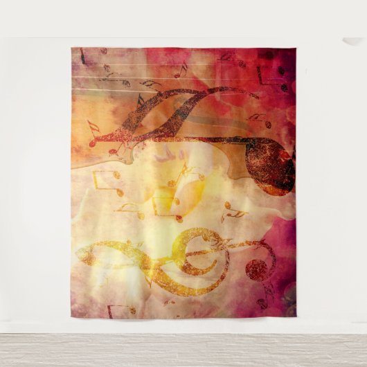 Grunge-Musiknote mit Geige Wandteppich (Vorderseite)