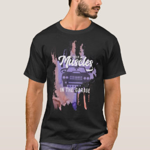 Grunge-Muskelauto-Grafikdesign Schwarzes T-Shirt