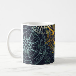 Grunge nautische Rose Windkompass Vintag Vintag Kaffeetasse
