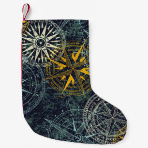Grunge nautische Rose Windkompass Vintag Vintag Kleiner Weihnachtsstrumpf