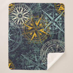 Grunge nautische Rose Windkompass Vintag Vintag Sherpadecke