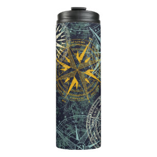 Grunge nautische Rose Windkompass Vintag Vintag  Thermosbecher
