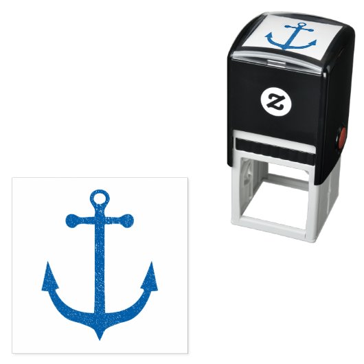 Grunge Navy Blue Nautical Anchor Self Inking Brief Permastempel (Beispiel)