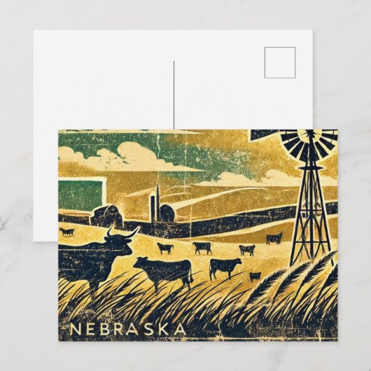 Grunge Nebraska Postkarte (Vorne/Hinten)