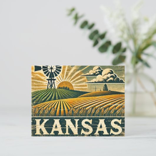 Grunge Nebraska Postkarte (Stehend Vorderseite)