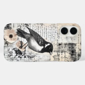 Grunge Newspapier Bird Collage Scrapbook Monogram Case-Mate iPhone Hülle (Rückseite (Horizontal))