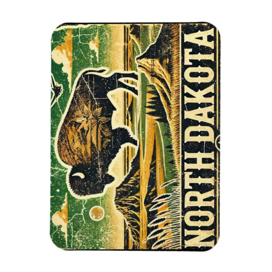 Grunge North Dakota Magnet (Vertikal)