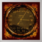 Grunge Old Style Speedometer Auto Art Poster (Vorne)