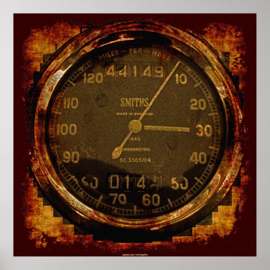 Grunge Old Style Speedometer Auto Art Poster (Vorne)