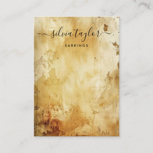 Grunge Old Wood Gold Earring Display Visitenkarte (Vorderseite)