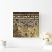 Grunge oldisch Vintage Spitzen Retro-Ziergestaltun Quadratische Wanduhr (Zuhause)