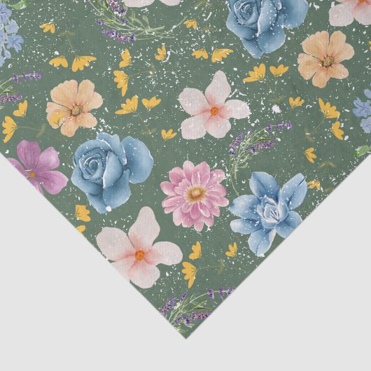 Grunge olivengrün botanische Decoupage Art Seidenpapier (Ausschnitt)