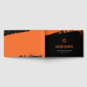 Grunge Orange Black Bar Mitzvah Gästebuch (Voll)