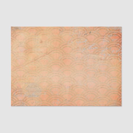 Grunge Orange Retro Art Deco Seidenpapier (Vorderseite)