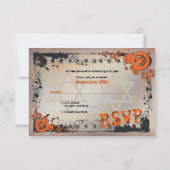 Grunge Orange, Schwarz, Grau Bar Mitzvah RSVP Card Karte (Rückseite)