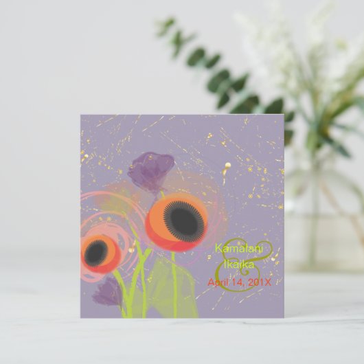 Grunge Orangenpfeife, Hintergründe hinzufügen Einladung (Stehend Vorderseite)