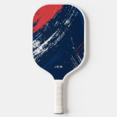 Grunge Paint Mit Monogramm Initials Red White Blue Pickleball Schläger (Vorderseite)