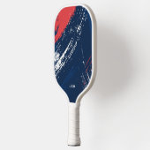 Grunge Paint Mit Monogramm Initials Red White Blue Pickleball Schläger (Links)