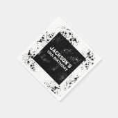 Grunge Paint Splatter Black & White Birthday Serviette (Ecke)