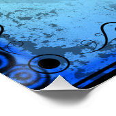 Grunge Paisley Blaues Herz Poster (Ecke)