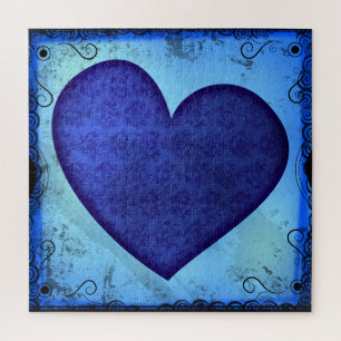 Grunge Paisley Blaues Herz Puzzle