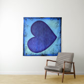 Grunge Paisley Blue Heart Wandteppich (Beispiel)