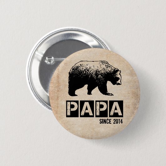 Grunge Papa Bear Seit 2014, schwarz Button (Vorne & Hinten)