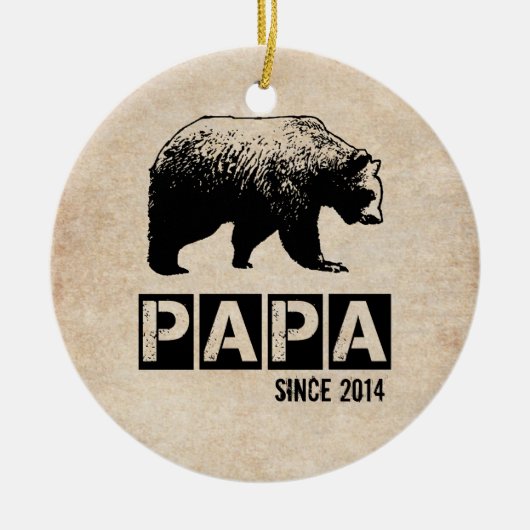 Grunge Papa Bear seit dem Jahr für Vater Keramik Ornament (Vorne)
