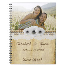 Grunge Paper, White Anemone, Lace, Guest Book