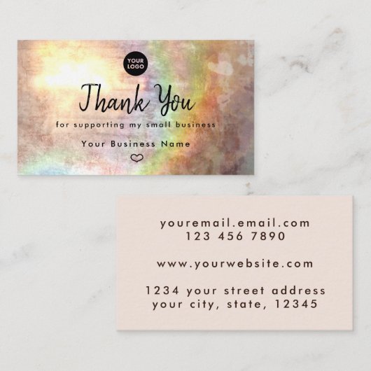 Grunge Pastel Tan Beige Herzlichen Dank Visitenkarte (Vorne/Hinten)