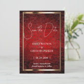 Grunge Patina roter Vintager Hintergrund Save the Date (Stehend Vorderseite)