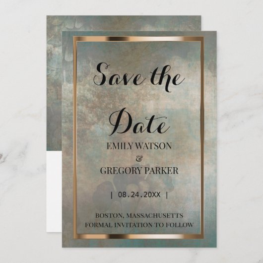 Grunge Patina Vintager Hintergrund Save the Date (Vorne/Hinten)