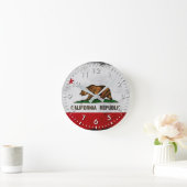 Grunge Patriotic California State Flag Runde Wanduhr (Zuhause)