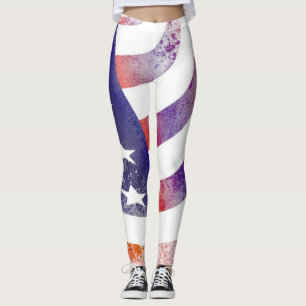 Grunge patriotisch fließende amerikanische Flagge Leggings