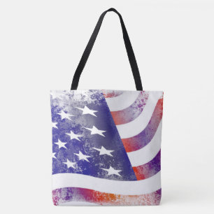 Grunge patriotisch fließende amerikanische Flagge, Tasche