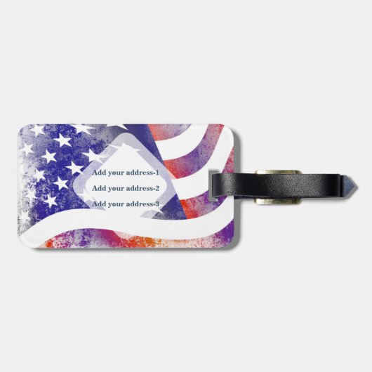 Grunge patriotische fließende amerikanische Flagge Gepäckanhänger (Rückseite horizontal)
