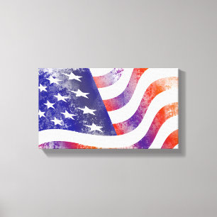 Grunge patriotische fließende amerikanische Flagge Leinwanddruck