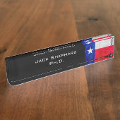 Grunge-patriotische Texas-Staats-Flagge Namensplakette (Seite)