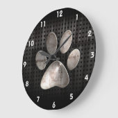 Grunge Paw Print Große Wanduhr (Winkel)