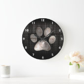 Grunge Paw Print Große Wanduhr (Zuhause)