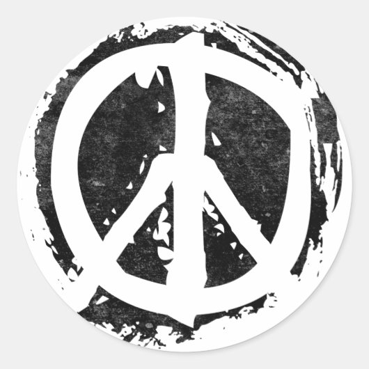 Grunge Peace Symbol Runder Aufkleber (Vorderseite)