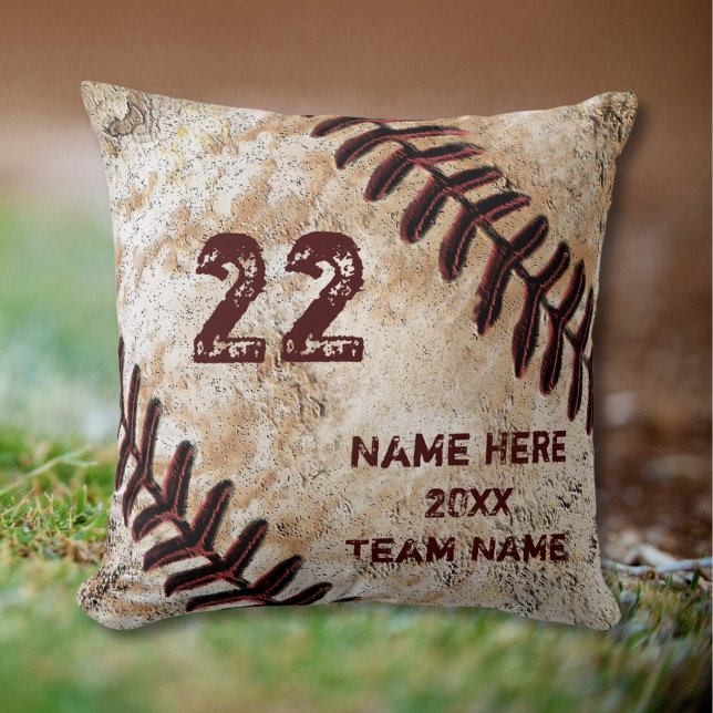 Grunge Personalisierte Baseball-Geschenke für Spie Kissen (Personalized Baseball Pillow. Baseball themed Man Cave. Baseball senior night ideas. Grunge Baseball)